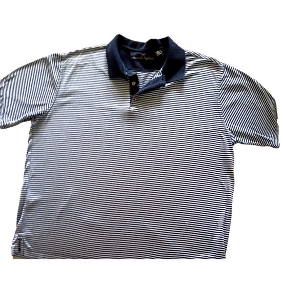 Kenneth Roberts Navy Blue Polo Shirt Men's XL Striped Polo 100% Cotton - Picture 4 of 6